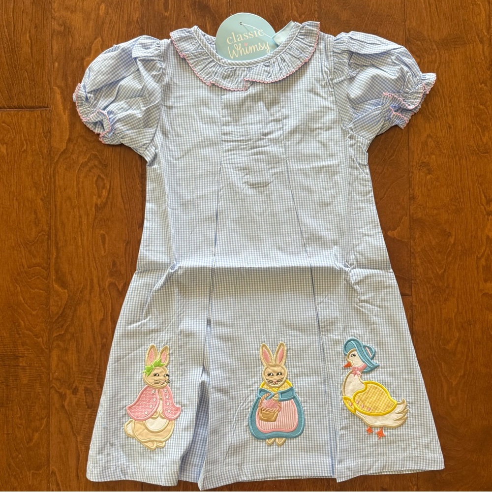 NWT Size 7 Classic Whimsy Storybook Rabbit Blue Gingham Chloe Dress